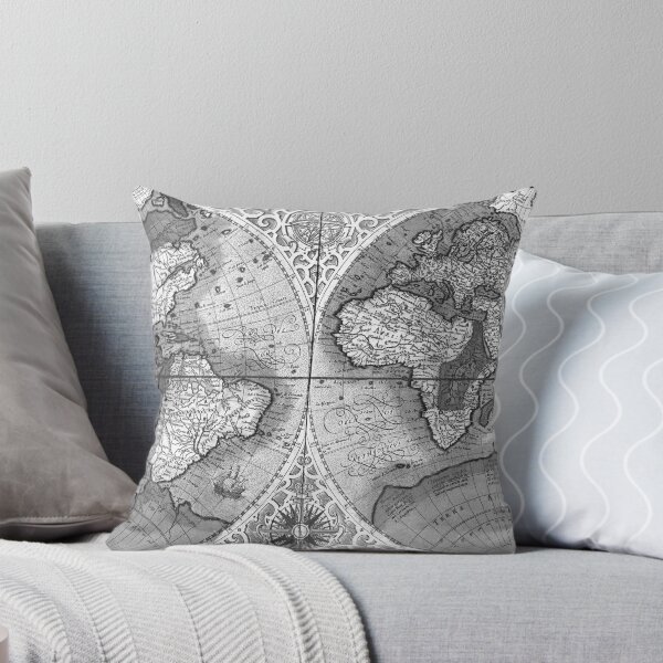 Item preview, Black and White World Map (1607) designed and sold by BravuraMedia.