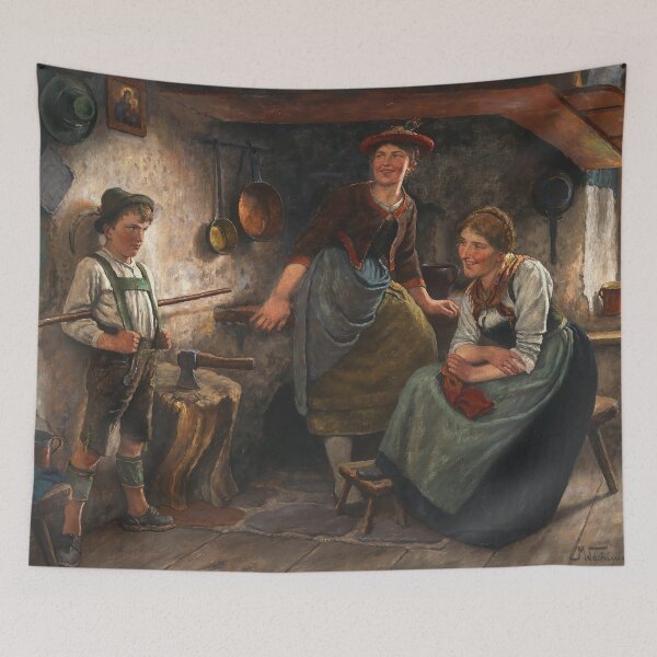 Item preview, A Farmhouse Parlour | Maximilian Wachsmuth | 1910 Wholesome Family Art designed and sold by CJET.