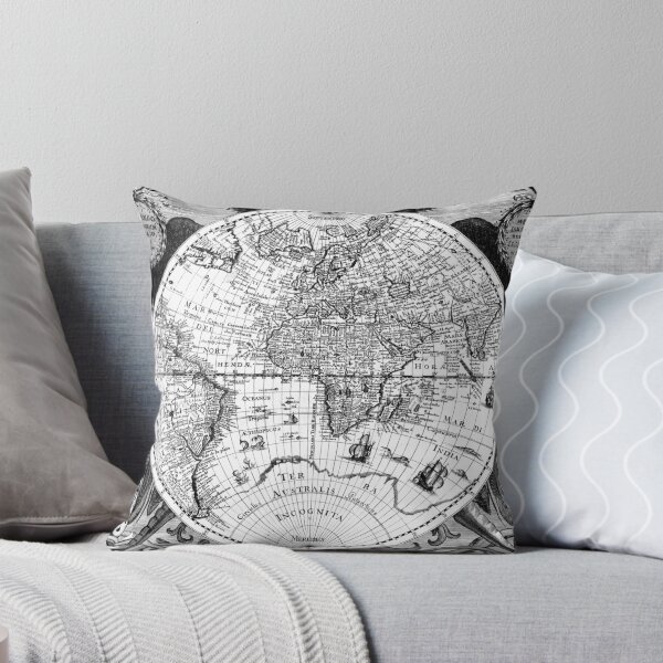 Item preview, Black and White World Map (1630) designed and sold by BravuraMedia.