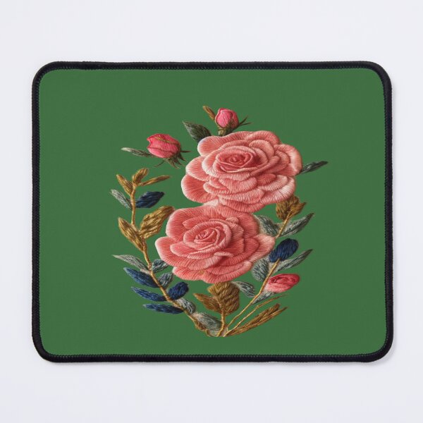 Item preview, Floral Design Set the Mood with Embroidered Crafted Pink Roses  designed and sold by Rocky Mountain Artistry.