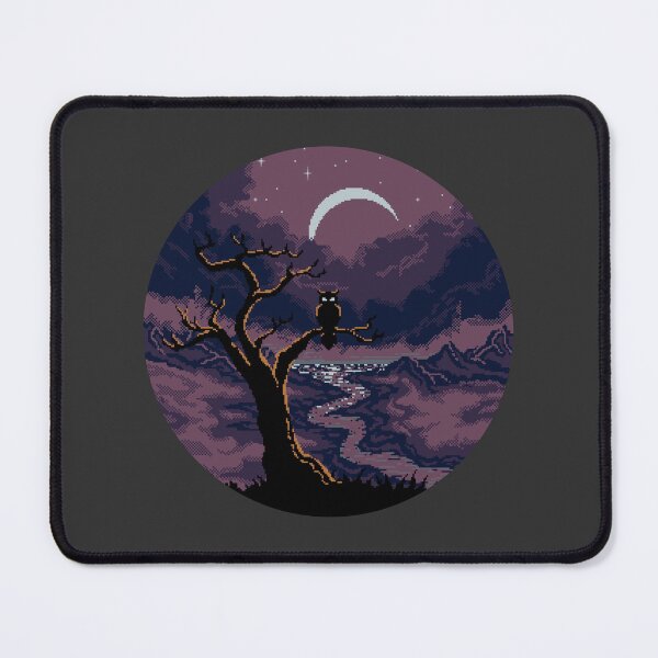 Item preview, Night Owl Pixel Art Halloween Landscape Circle designed and sold by wolfkin-design.