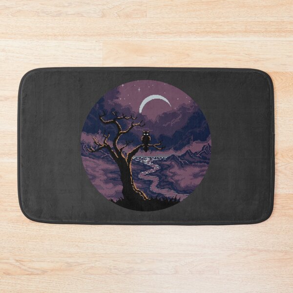 Item preview, Night Owl Pixel Art Halloween Landscape Circle designed and sold by wolfkin-design.