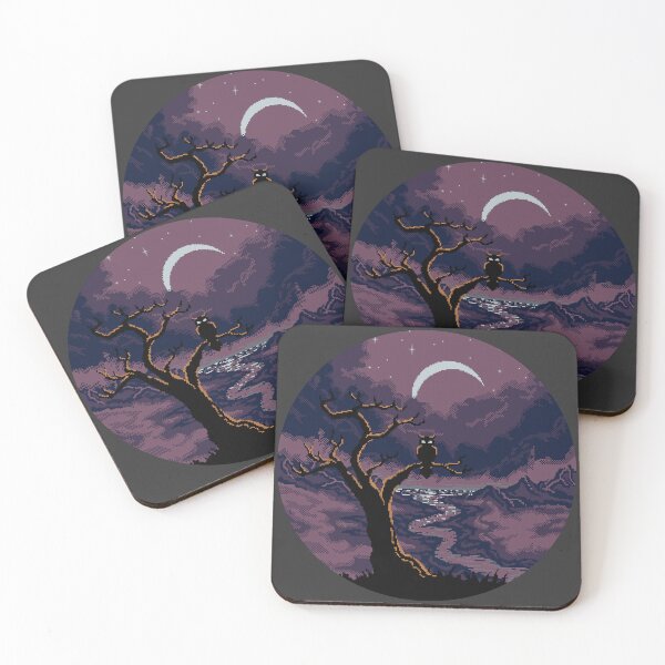 Item preview, Night Owl Pixel Art Halloween Landscape Circle designed and sold by wolfkin-design.