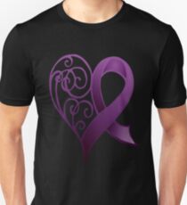 Purple Ribbon Heart Unisex T-Shirt