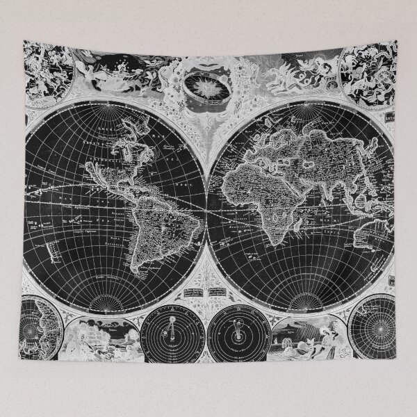 Item preview, Black and White World Map (1665) Inverse designed and sold by BravuraMedia.