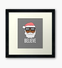Funny Black Santa Claus Sunglasses Apparel Christmas T Shirt Framed Print