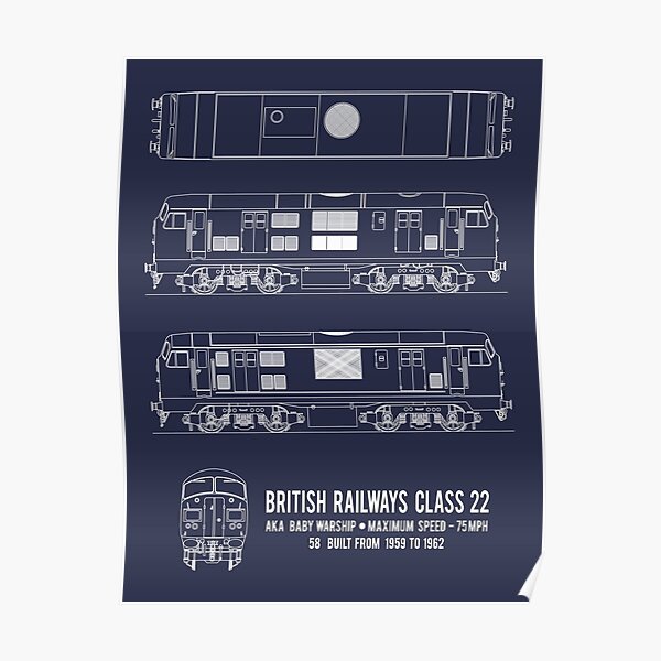 "British Railways Class 22 Baby Warship Train Locomotive Blueprint ...