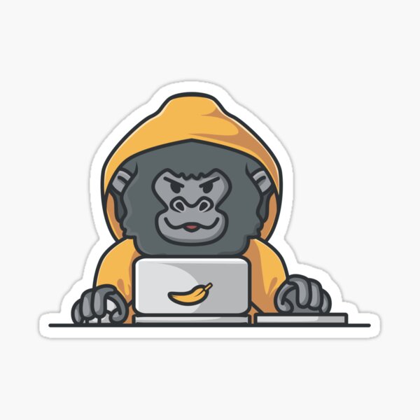 “gorilla hacker animal crime” Sticker for Sale by overjoyed1 | Redbubble