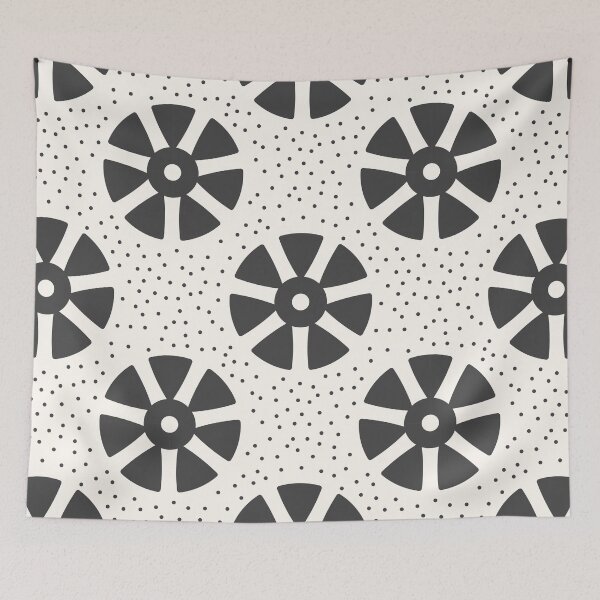 Item preview, Whimsical Boho pattern. Original retro boho pattern. Minimalist charcoal and cotton white trendy pattern. designed and sold by ChrisiMM.