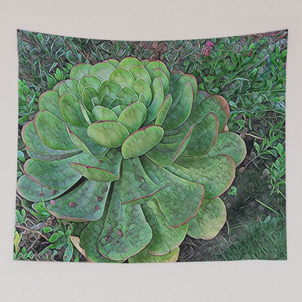 Item preview, Coily Succulent with Pink Flowers - Plant Photography designed and sold by MistyMorningsOR.