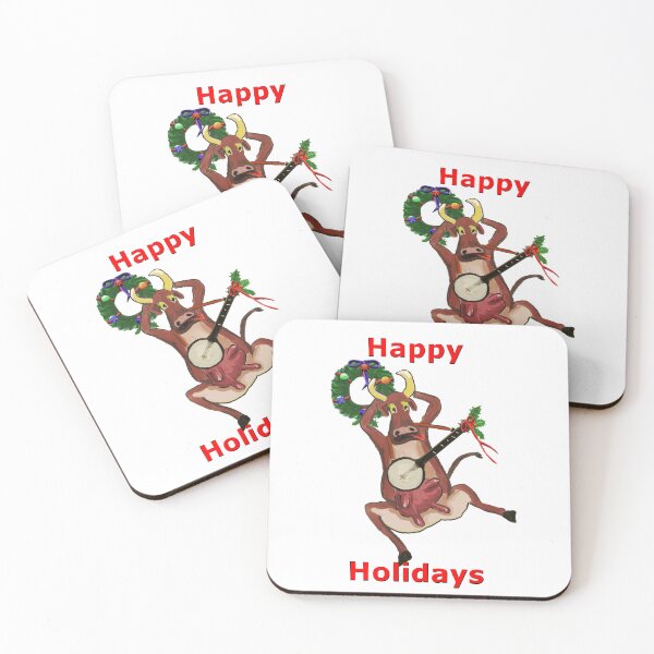 Item preview, Holiday Dancing Banjo Cow designed and sold by VerdeDoodleDuck.