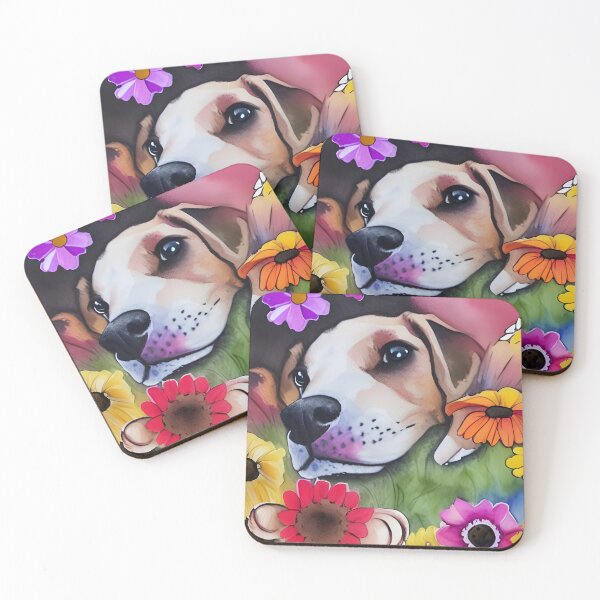 Item preview, Whimsical Jack Russell Dog Puppy Portrait Hiding in Wildflowers Digital Art Watercolor Painting designed and sold by Lovedogz4life.