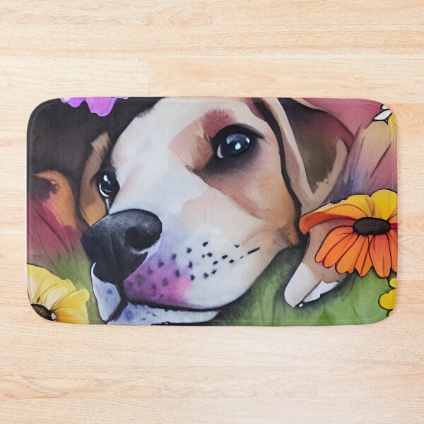 Item preview, Whimsical Jack Russell Dog Puppy Portrait Hiding in Wildflowers Digital Art Watercolor Painting designed and sold by Lovedogz4life.