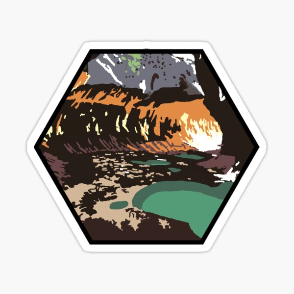 Vista previa del artículo con la obra «Cañón de la ranura del metro del Parque Nacional Zion Pegatina», diseñado y vendido por Ward Workshop Art.
