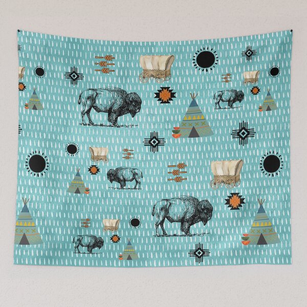 Item preview, Native American Bison Design with Tribal Symbols designed and sold by handsoftime2020.