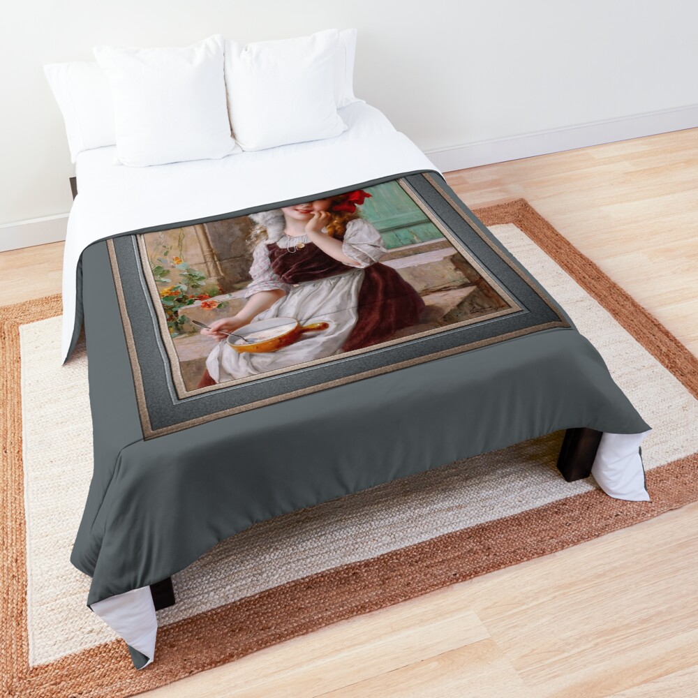 Лучшие друзья автора Эмиль Вернонт Очаровательная девушка и ее любящий котенок иллюстрации Xzendor7 Art Reproductions Comforter Best Friends by Emile Vernon Vintage Illustration Xzendor7 Art Reproductions Comforter