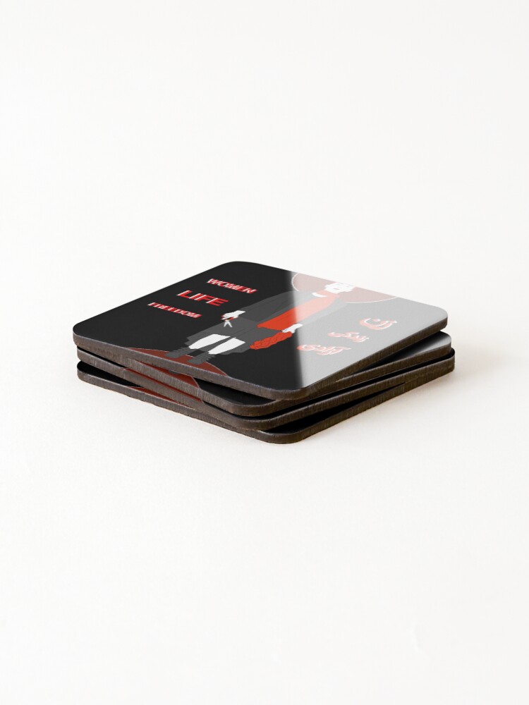 Thumbnail 4 of 5, Coasters (Set of 4), Women, Life, Freedom for Iran designed and sold by Roshi-R.