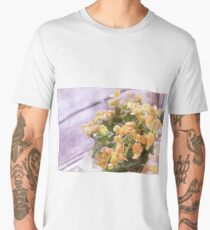 Oil Painting; Close Up of Orange Begonia Under Soft Sunlight Men's Premium T-Shirt