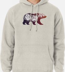 California Bear with Mountains Landscape Pullover Hoodie