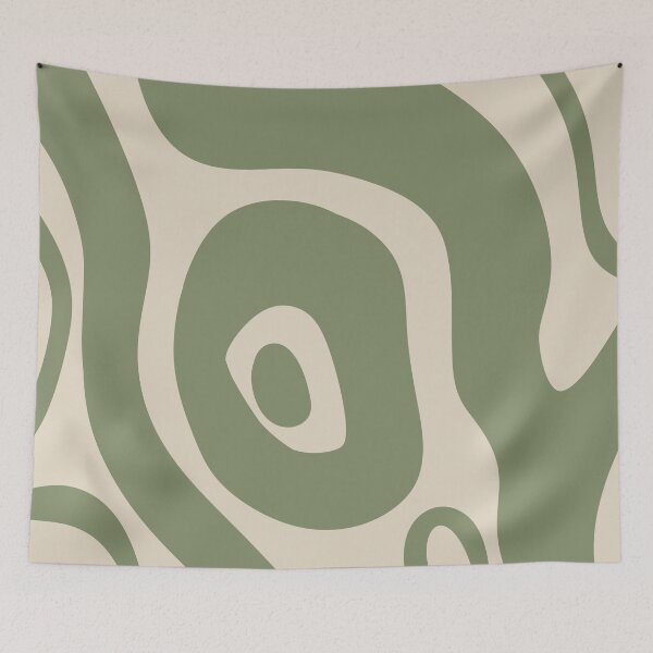 Item preview, Liquid Swirl Abstract Maximalist Pattern Retro Aesthetic Groovy Style Green & Muted Yellow designed and sold by scorpiolane.