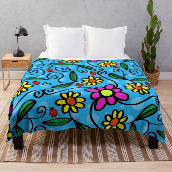 Item preview, Colorful Abstract Flowers and Ladybugs designed and sold by silviaol.