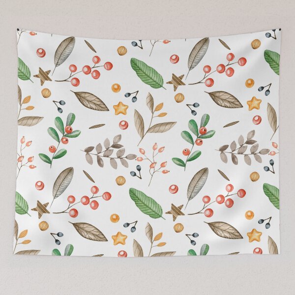 Item preview, Christmas Seamless leaves &berries Patterns  designed and sold by Dream Bloom Gallery.