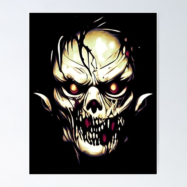 Item preview, Zombie Head Gold Eyes Horror Sticker Illustrated  designed and sold by WonkaDunkaDunk.