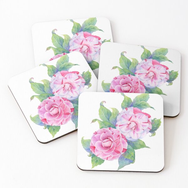 Item preview, Red White Watercolor Camellia designed and sold by jojowatercolors.