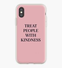 Behandle Menschen mit Freundlichkeit (Schwarz / Pink) iPhone-Hülle & Cover