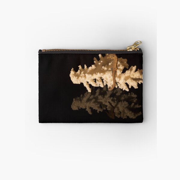 Item preview, Corals and seahorse on black reflective background designed and sold by photonxt.