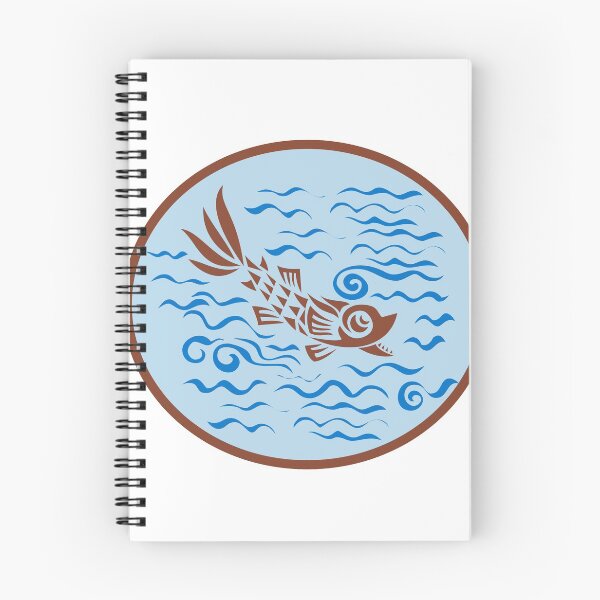 Item preview, Medieval Fish Swimming Oval Retro designed and sold by patrimonio.