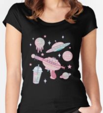Camiseta entallada de cuello redondo Galaxy Babe Pattern