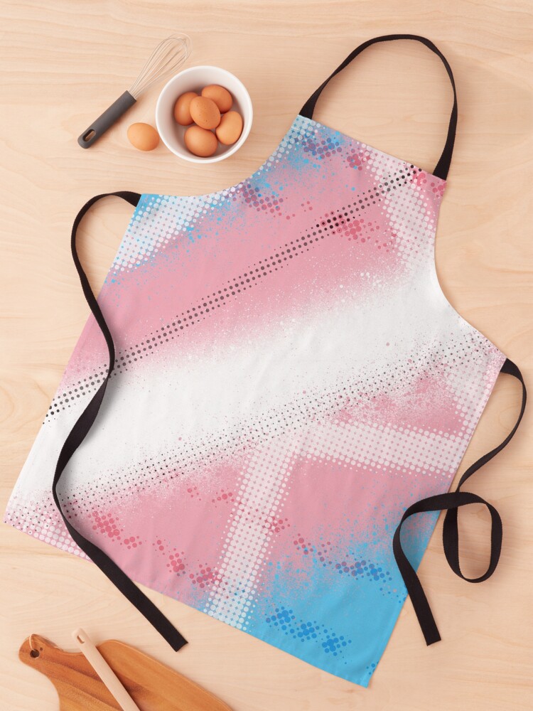 Thumbnail 1 of 6, Apron, Abstract Gradient Halftone LGBTQIA2S+ Trans Pride Flag designed and sold by that5280lady.