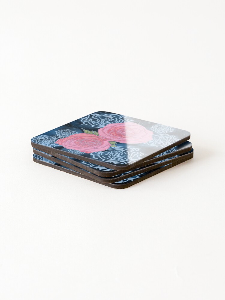 Thumbnail 4 of 5, Coasters (Set of 4), Space Roses designed and sold by PhyshFlower.