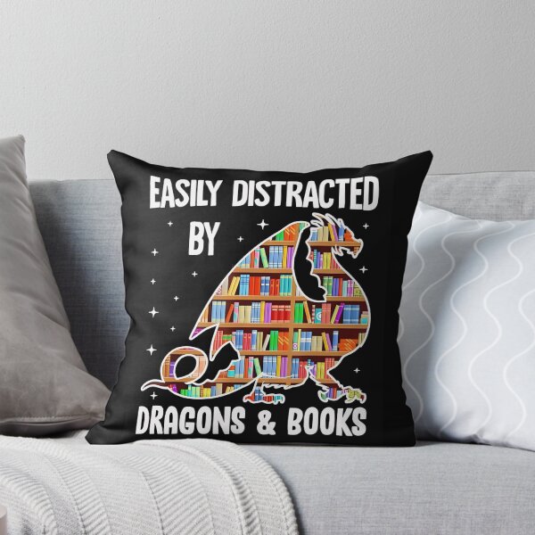 Item preview, Easily distracted by dragons and books bookworm library designed and sold by JaninaBernhat.