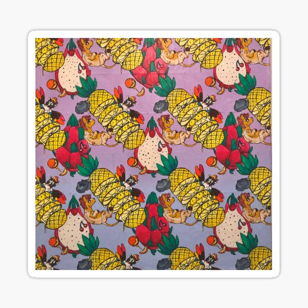 Acrylic Pineapple & Dragon Fruit Pony Pattern Sticker