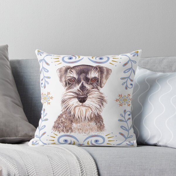 Item preview, Miniature Schnauzer with Floral Border designed and sold by didielicious.