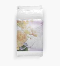 Watercolor Painting; Close Up of Orange Begonia Under Soft Sunlight Duvet Cover