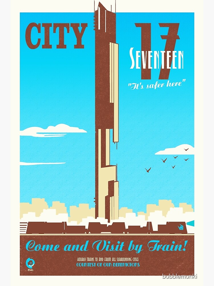 City 17 Travel Poster (blue) by bubblemunki