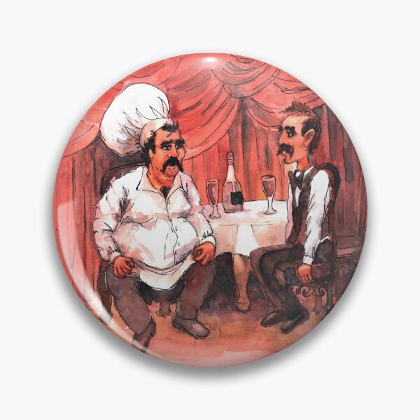 Item preview, Chef And Waiter Taking A Break - Watercolor And Ink Print By Don Sylvester designed and sold by DonSylvester.