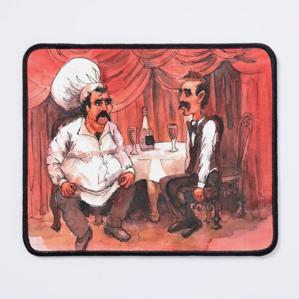 Item preview, Chef And Waiter Taking A Break - Watercolor And Ink Print By Don Sylvester designed and sold by DonSylvester.