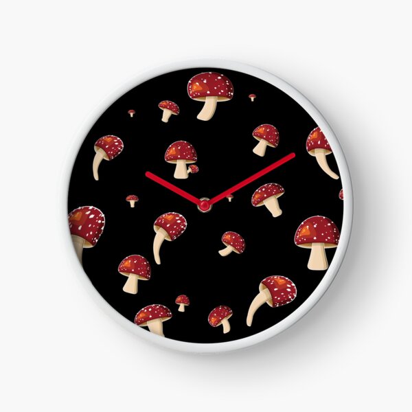 Item preview, Fly Garlic - Toadstool - Mushroom Pattern - black background designed and sold by houseofwray.