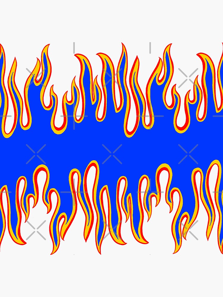 "Continuous Red blue yellow Flames" Sticker for Sale by emroccs Redbubble
