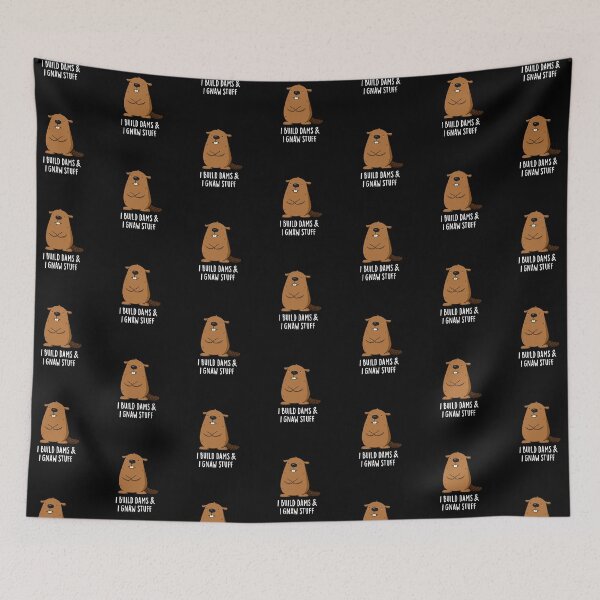 Item preview, I Build Dams And I Gnaw Stuff Funny Beaver Puns (Dark BG) designed and sold by punnybone.