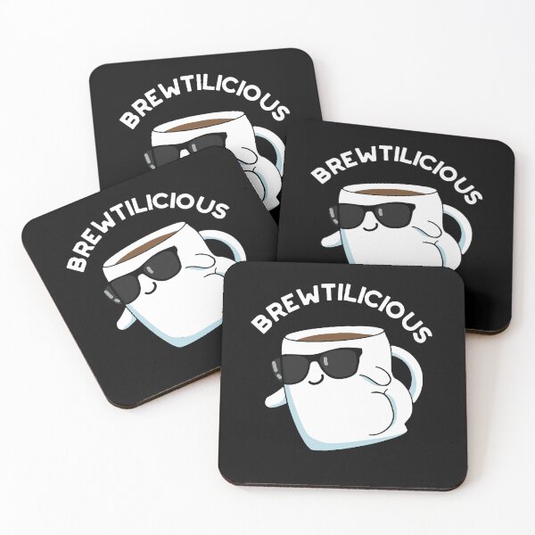 Item preview, Brew-tilicious Cute Coffee Puns (Dark BG) designed and sold by punnybone.