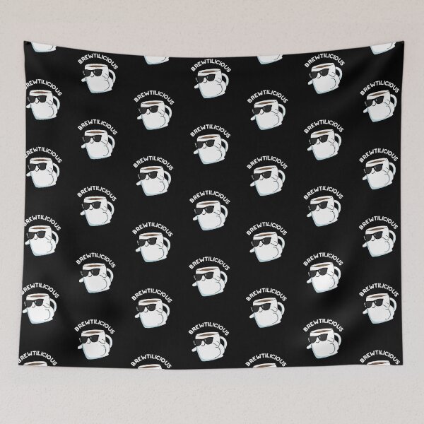 Item preview, Brew-tilicious Cute Coffee Puns (Dark BG) designed and sold by punnybone.