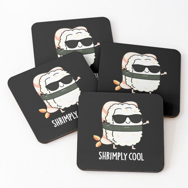 Item preview, Shrimply Cool Funny Shrimp Sushi Puns (Dark BG) designed and sold by punnybone.