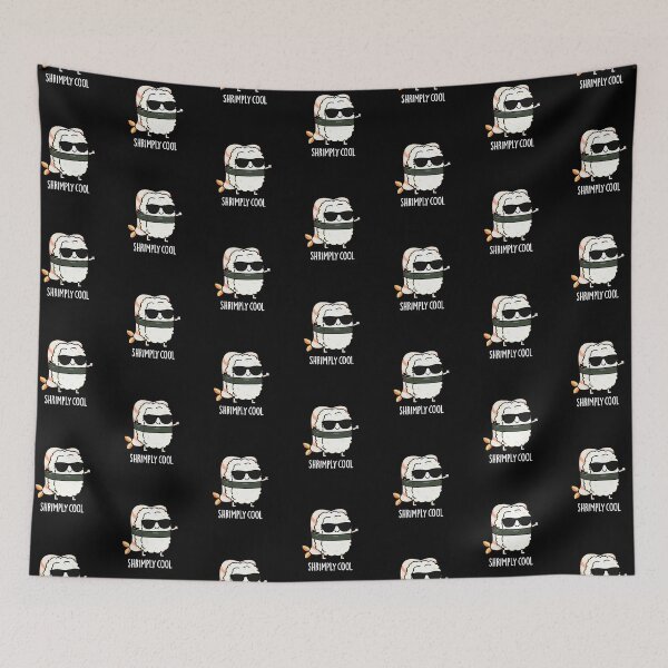 Item preview, Shrimply Cool Funny Shrimp Sushi Puns (Dark BG) designed and sold by punnybone.