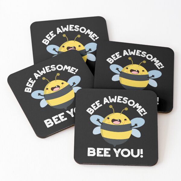 Item preview, Bee Awesome Bee You Positive Bug Puns (Dark BG) designed and sold by punnybone.