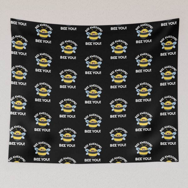 Item preview, Bee Awesome Bee You Positive Bug Puns (Dark BG) designed and sold by punnybone.